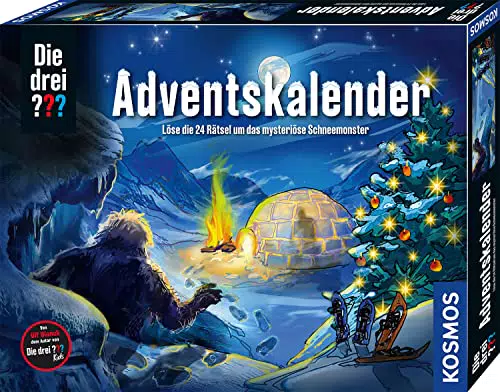 Kosmos 632533 Die DREI ??? Adventskalender 2023, Löse die 24 spannenden Rätsel um das mysteriöse Schneemonster