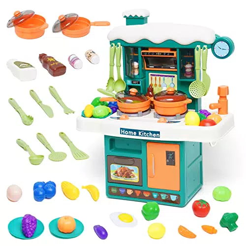 Küchenspielset für Kinder Kleinkind Simulierte Küche Spielzeug Kochspielzeug und Spray Rollenspiel Bildungsgeschenk für Jungen und Mädchen