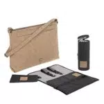 LÄSSIG Baby Wickeltasche Umhängetasche mit Zubehör veganes Leder/Tender Shoulder Bag camel