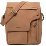 LEABAGS Leder Umhängetasche Herren & Damen I Echtleder Laptoptasche bis 13 Zoll I Messenger Bag mit Schultergurt I Schultertasche I Arbeitstasche I Tragetasche I Handtasche I Nature Hellbraun