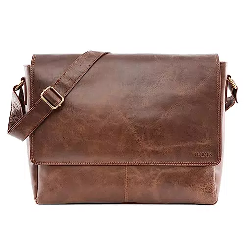 LEABAGS Messenger Bag, Acapulco Echtleder Aktentasche Herren & Damen