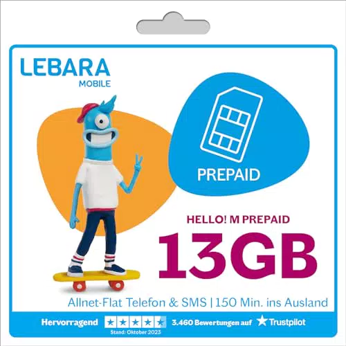 Lebara Hello! M Prepaid SIM-Karte, Handy-Tarif ohne Vertrag