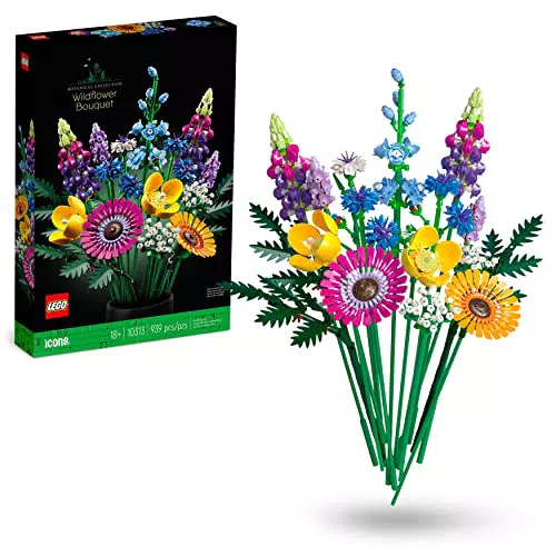 LEGO 10313 Icons Wildblumenstrauß-Set, künstliche Blumen mit Mohn und Lavendel zum Basteln für Erwachsene