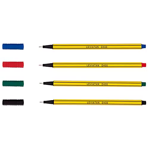LEVIATAN D400 Fineliner Set 4 Mehrfarbig - Feinleiner Stift Bunt Für Den Täglichen Gebrauch Geeignet - Linienbreite Ca. 0.4 Mm Feinlinerfilzstifte