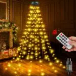 Lichterkette Weihnachtsbaum Innen Außen - 2M 12 Stränge 240LED Wasserdicht Christbaumbeleuchtung mit Ring