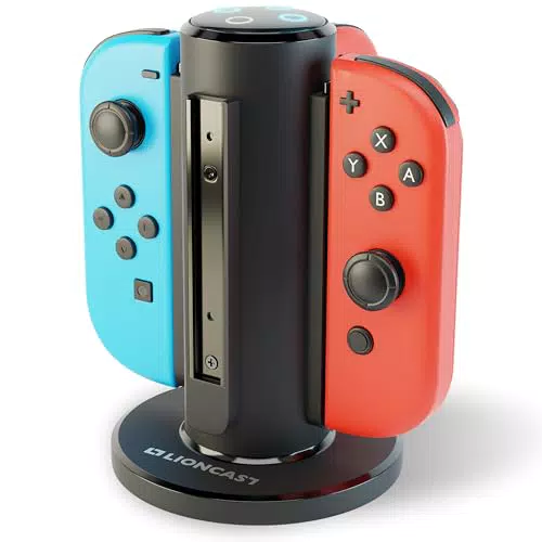 Lioncast Joy Con Quad-Charger für Nintendo Switch -Controller extra Stabiler Stand - Halterung Ladestation