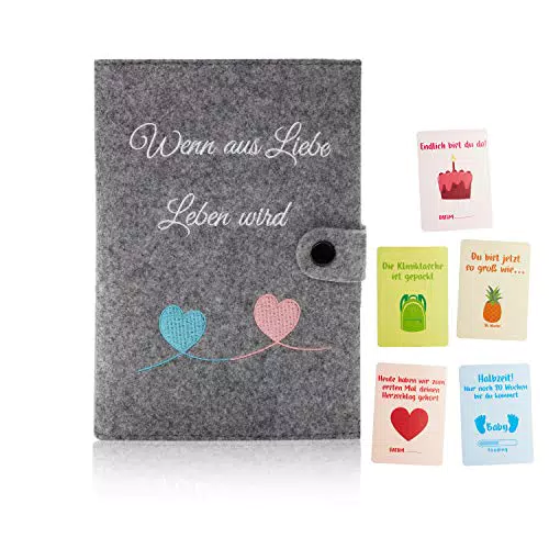 Little Moonshine Premium Mutterpasshülle aus reinem Filz - stylische und beständige Hülle für den Mutterpass - Platz für Bilder
