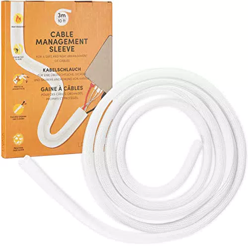 LIVAIA Kabelkanal : selbstschließender Kabelkanal weiß für besseres Schreibtisch Kabelmanagement 12 mm bis 20 mm x 3 m Kabelschlauch weiß zuschneidbarer Cable Protector für zu Hause und Büro…
