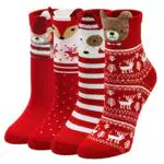 LOFIR Bunte Lustige Socken Damen Weihnachtssocken Tiermuster Cartoon Strümpfe aus Baumwolle Mädchen Weihnachtenstrümpfe mit Geschenkbox