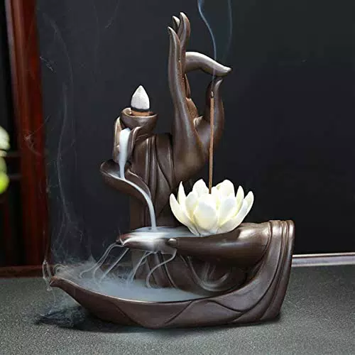 Lotus Räucherstäbchen Halter, Keramik Haus Dekoration Räucherstäbchenhalter mit 20PCs Rückfluss Räucherkegel+ 30pcs Räucherstäbchen
