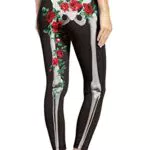 Loveternal Leggings Halloween Kostüm Damen Totenkopf Blumen Druck Hose Lange Skelett Stretch Sporthose Blickdichte Winter Kleidung Workout Fitness Yoga Hose Tights Geschenke für Frauen