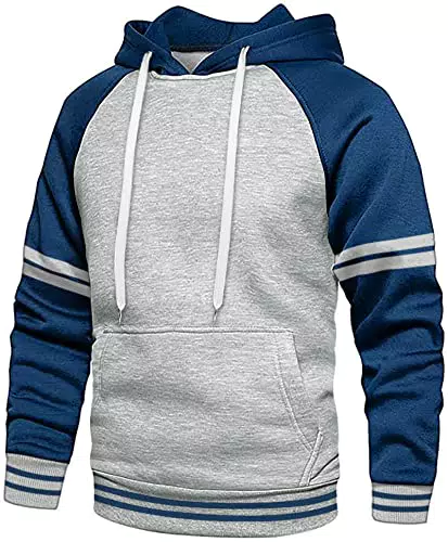 Loveternal Pullover Herren Hoodie Sweatjacke Longsleeve Blau Farbblock Sweatshirt mit Kapuze Casual Jacke Langarm Kapuzenpullover Sweater Classic Farbabstimmung Hoody mit Tasche