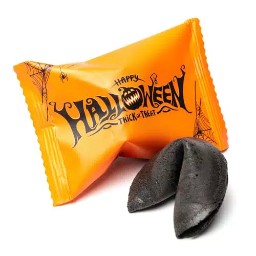 Lucky Treats - Halloween Süßigkeiten - Schwarze Glückskekse mit Komplimenten und Zitaten in Deutsch & Englisch