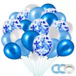 Luftballons Konfetti Blau, 40 Stück Luftballons Blau mit Konfetti Ballons Blau für Hochzeit Geburstagsdeko Babyparty Junge Dekoration Valentinstag