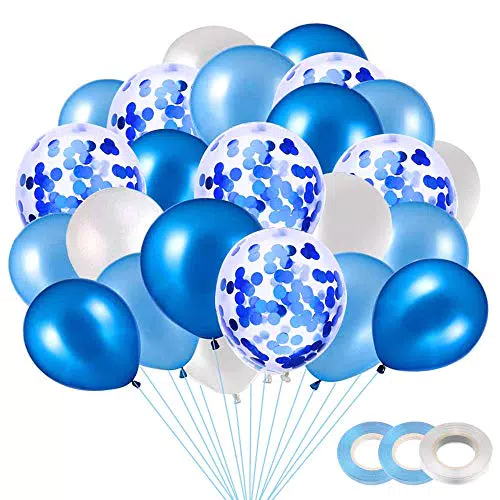 Luftballons Konfetti Blau, 40 Stück Luftballons Blau mit Konfetti Ballons Blau für Hochzeit Geburstagsdeko Babyparty Junge Dekoration Valentinstag