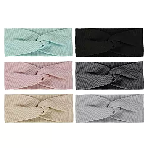 Lyneun 6 Stück Breite Stirnband Damen, Haarband Damen Sport