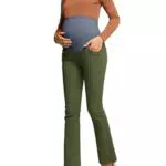 Maacie Frauen Schwangerschaftsjeans Slim Denim Schlaghose für Schwangere Bootcut Umstandsjeans Sommer Grün M MC0373A23-02