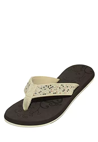 MADSea Damen Zehenstegpantolette Midnight Zehentrenner braun beige