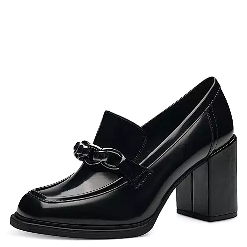 MARCO TOZZI Damen Loafer mit Absatz aus Kunstleder mit Kette