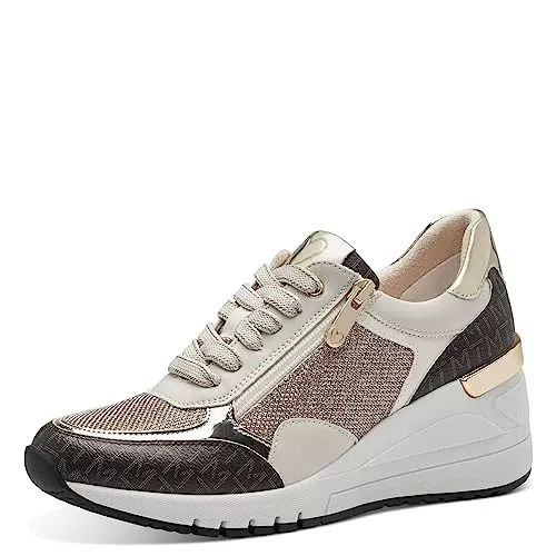 MARCO TOZZI Damen Wedge Sneaker Keilabsatz mit Schnürsenkeln und Reißverschluss