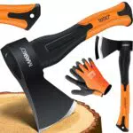 MASKO Spaltaxt Spaltbeil Axt Beil Spalthammer Spaltkeil FIBERGLAS-Stiel + Handschuhe Die Perfekten Werkzeuge für Garten Wald Universal