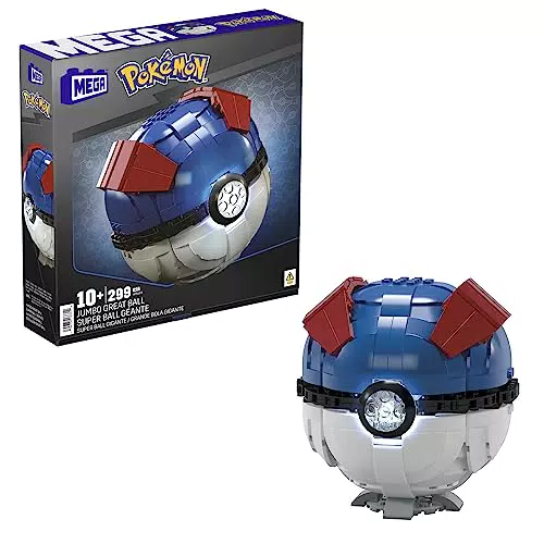 MEGA POKÉMON - Zusammenbaubarer Superball mit Lichtern und Aufstellvorrichtung