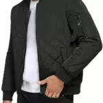 Meilicloth Jacke Herren Bomberjacke Windbreaker Übergangsjacke Winddichte Jacke Herren Rhombisch mit Ärmeltasche Schwarz
