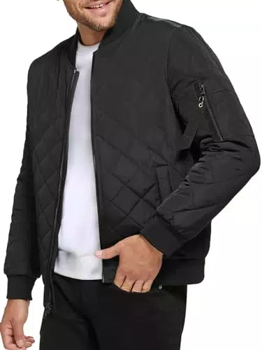 Meilicloth Jacke Herren Bomberjacke Windbreaker Übergangsjacke Winddichte Jacke Herren Rhombisch mit Ärmeltasche Schwarz