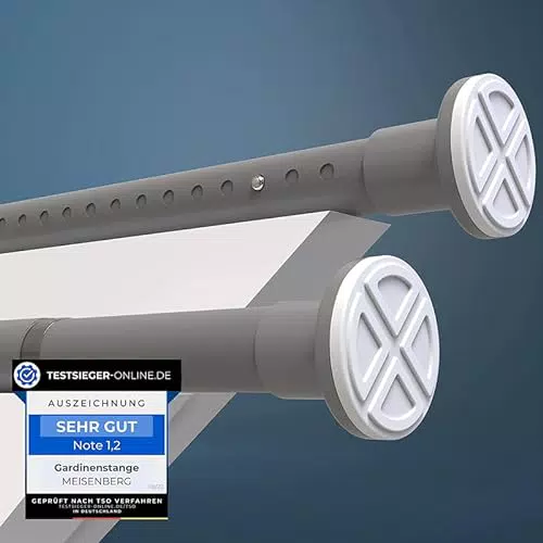 MEISENBERG Teleskopstange ohne Bohren 260-310cm, Ø32mm Grau Multifunktionale Gardinenstange Klemmbar - Vorhangstange