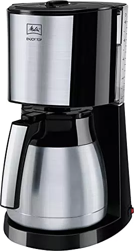 Melitta Enjoy Top Therm - Filterkaffeemaschine - mit Thermoskanne - Tropfstopp - 10 Tassen - Edelstahl/Schwarz