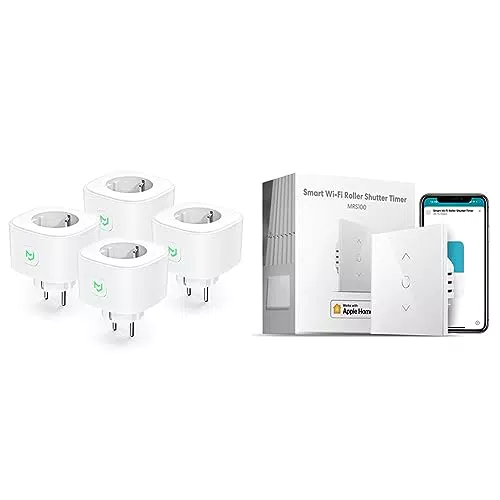 Meross WLAN Steckdose 16A, Smart Steckdose Misst den Strommverbrauch & Vernetzter Rollladenschalter