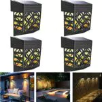 Miavogo Solarlampe Wandlampen für Außen, 4 Stück Dekorative Solarleuchten Wandleuchten Wasserdicht IP54 Warmweiß Solar Außenleuchten für Garten Terrasse Haustür Treppe Garage Balkon Wege