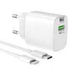MICFLIP 20W Schnellladegerät 2 Port Ladegerät mit 1m Typ C auf Lightning Kabel kompatibel mit iPhone 14/13/12/11 Pro Max Xs X XR 8 7 iPad iPod