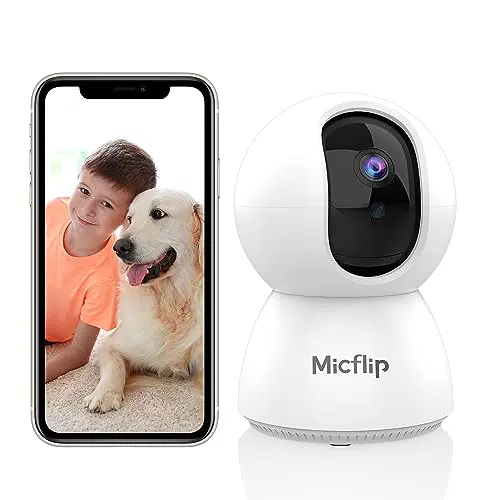 MICFLIP 2K Überwachungskamera Innen Baby/Haustie Kamera WLAN Kamera 360 Grad Kamera Mit Nachtsicht Bewegungserkennung 2-Wege Audio SD & Cloud Lagerung