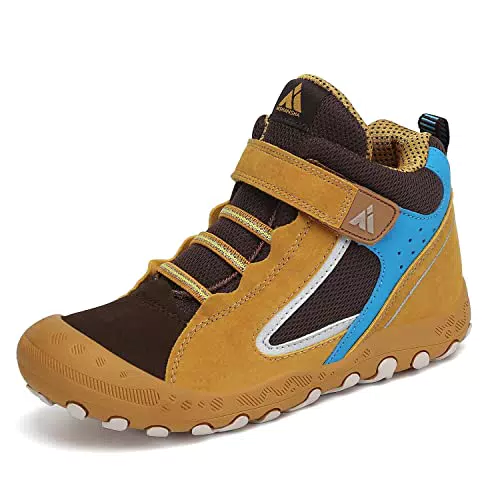 Mishansha Trekkingschuhe Kinder Wanderschuhe Jungen Mädchen rutschfest Outdoor Sneaker Sport Kinderschuhe Gelb Gr.33