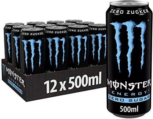 Monster Energy Zero Sugar - koffeinhaltiger Energy Drink mit klassischem Monster-Geschmack - ohne Zucker - in praktischen Einweg Dosen