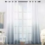 MRTREES Voile Gardinen Farbverlauf Leinenoptik Transparent Vorhang Kurz Tüllvorhang mit Ösen in Grau Weiß Verlauf 260×140cm Modern für Dekoration Kinderzimmer Wohnzimmer Schlafzimmer 2er-Set