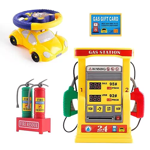 Musiksipeizeug Multifunktional mit Tankstelle fur Kinder Interaktives Musikspielzeug Lenkrad für Kinder ab 3 Jahren