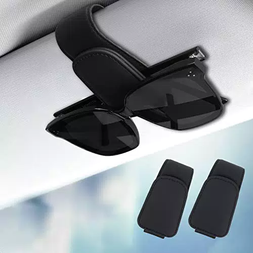 MUTOUHE 2 Stück Brillenhalter für Auto Sonnenblende Auto-Universal-Leder-Sonnenbrillengestell mit magnetischem Auto-Brillengestell