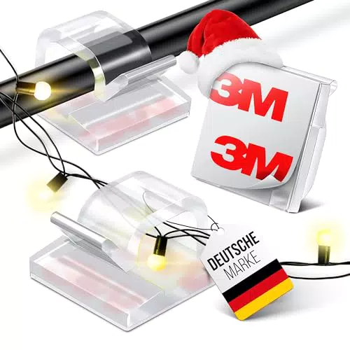 MYMIND Kabelhalter selbstklebend 50 Stück Indoor & Outdoor - Kabelclips für Kabelmanagement - Kabelklemmen & Kabelorganisator am Schreibtisch - Kabelbefestigung Lichterkette