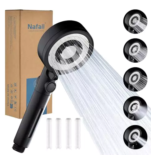 Nafall Duschkopf mit 4 PP Filter, Handbrause Wassersparend