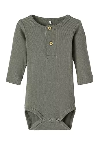NAME IT Baby - Jungen Nbmkab Ls Body Noos, Dusty Olive/Detail:melange