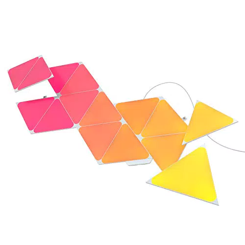 Nanoleaf Shapes Triangle Starter Kit, 15 Smarten Dreieckigen LED Panels RGBW - Modulare WLAN 16 Mio Farben Wandleuchte Innen