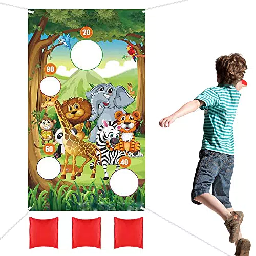 NAVESO Wurfspiel Banner Kinder Outdoor, Werfen Spiel Banner mit 3 Bohnensäckchen