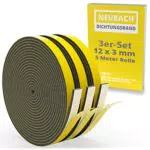 NEUBACH Dichtungsband 3er-Set 12x3mm zu je 5 Metern pro Rolle I Selbstklebende Fensterdichtung mit hervorragender Haftkraft I 100% wasserdicht