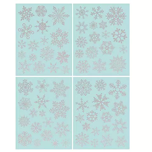 NICEXMAS 68 Funkeln Fensterdeko Schneeflocken Fensterbilder Schneeflocken - Statisch Haftende PVC Aufkleber