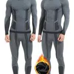 NOOYME Thermounterwäsche Herren Elastisch Funktionsunterwäsche Herren Weich Thermo Unterwäsche Männer Winter Warm Skiunterwäsche Herren Atmungsaktiv Funktionswäsche Thermowäsche GrauX