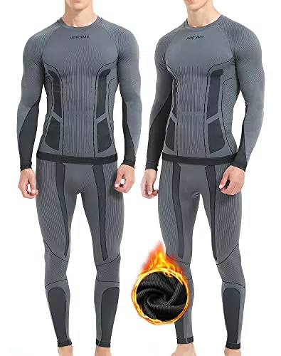 NOOYME Thermounterwäsche Herren Elastisch Funktionsunterwäsche Herren Weich Thermo Unterwäsche Männer Winter Warm Skiunterwäsche Herren Atmungsaktiv Funktionswäsche Thermowäsche GrauX