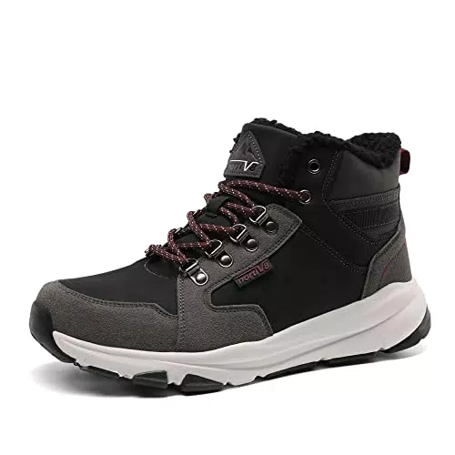 NORTIV8 Herren Winterschuhe Warm Gefüttert Schneestiefel Kurzschaft Stiefeletten Winterstiefel Arbeit Stiefel Winter Outdoor Trekking Wander Schuhe SCHWARZ SNHB229M-E Größe 46