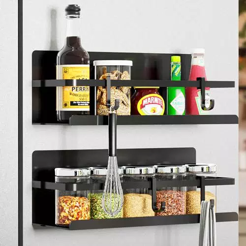 NOVTEKE 2 Stück Kühlschrank Gewürzregal Magnetisch